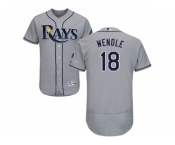 Men Tampa Bay Rays #18 Joey Wendle Grey Flexbase Authentic Collection Stitched MLB Jersey