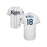 Men Tampa Bay Rays #18 Joey Wendle White Flexbase Authentic Collection Stitched MLB Jersey