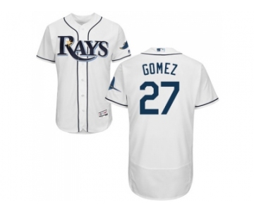 Men Tampa Bay Rays #27 Carlos Gomez White Flexbase Authentic Collection Stitched MLB Jersey