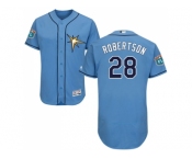 Men Tampa Bay Rays #28 Daniel Robertson Light Blue Flexbase Authentic Collection Stitched MLB Jersey