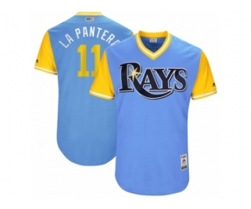 Men's 2017 Little League World Series Rays #11 Adeiny Hechavarria La Pantera Light Blue Jersey