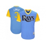 Men's 2017 Little League World Series Rays #3 Evan Longoria Longo Light Blue Jersey