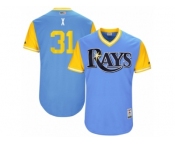 Men's 2017 Little League World Series Rays #31 Xavier Cedeno X Light Blue Jersey