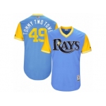 Men's 2017 Little League World Series Rays #49 Tommy Hunter Tommy Two Towel Light Blue Jersey