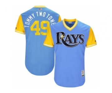 Men's 2017 Little League World Series Rays #49 Tommy Hunter Tommy Two Towel Light Blue Jersey