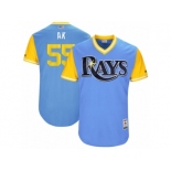 Men's 2017 Little League World Series Rays #55 Adam Kolarek AK Light Blue Jersey