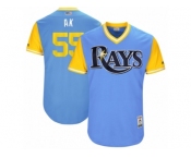 Men's 2017 Little League World Series Rays #55 Adam Kolarek AK Light Blue Jersey