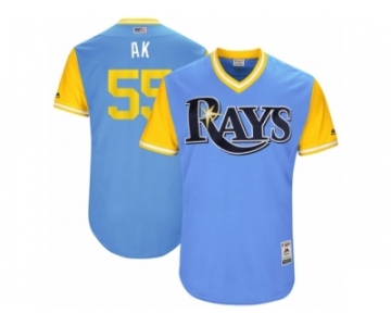 Men's 2017 Little League World Series Rays #55 Adam Kolarek AK Light Blue Jersey