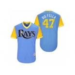 Men's 2017 Little League World Series Rays Chase Whitley #47 Big Fella Light Blue Jersey