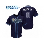 Men's Majestic Tampa Bay Rays #11 Logan Forsythe Authentic Navy Blue Alternate Cool Base MLB Jerseyy