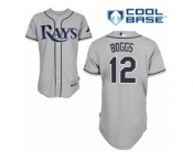 Men's Majestic Tampa Bay Rays #12 Wade Boggs Authentic Grey Road Cool Base MLB Jersey