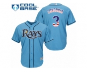 Men's Majestic Tampa Bay Rays #3 Evan Longoria Replica Light Blue USA Flag Fashion MLB Jersey