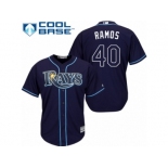 Men's Majestic Tampa Bay Rays #40 Wilson Ramos Replica Navy Blue Alternate Cool Base MLB Jersey