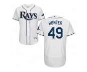 Men's Majestic Tampa Bay Rays #49 Tommy Hunter White Flexbase Authentic Collection MLB Jersey