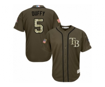 Men's Majestic Tampa Bay Rays #5 Matt Duffy Replica Green Salute to Service MLB Jersey