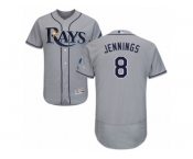 Men's Majestic Tampa Bay Rays #8 Desmond Jennings Grey Flexbase Authentic Collection MLB Jersey