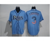 Men's Tampa Bay Rays #3 Evan Longoria Blue USA Flag Fashion MLB Jersey