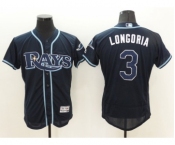 Men's Tampa Bay Rays #3 Evan Longoria Majestic Navy Blue Flexbase Authentic Collection Player Jersey