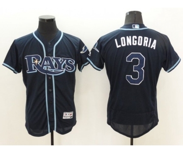 Men's Tampa Bay Rays #3 Evan Longoria Majestic Navy Blue Flexbase Authentic Collection Player Jersey