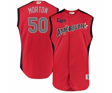 Men's Tampa Bay Rays #50 Charlie Morton Authentic Red American League 2019 Baseball All-Star Jersey