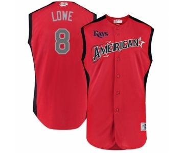 Men's Tampa Bay Rays #8 Brandon Lowe Authentic Red American League 2019 Baseball All-Star Jersey