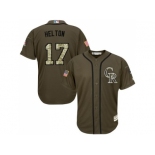 Colorado Rockies #17 Todd Helton Green Salute to Service Stitched Baseball Jersey