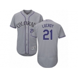 Colorado Rockies #21 Jonathan Lucroy Grey Flexbase Authentic Collection MLB Jersey