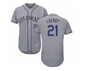 Colorado Rockies #21 Jonathan Lucroy Grey Flexbase Authentic Collection MLB Jersey