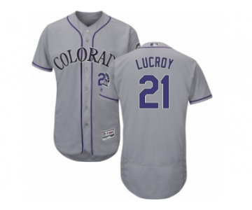 Colorado Rockies #21 Jonathan Lucroy Grey Flexbase Authentic Collection MLB Jersey