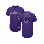 Colorado Rockies #21 Jonathan Lucroy Purple Flexbase Authentic Collection MLB Jersey