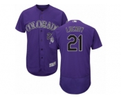 Colorado Rockies #21 Jonathan Lucroy Purple Flexbase Authentic Collection MLB Jersey