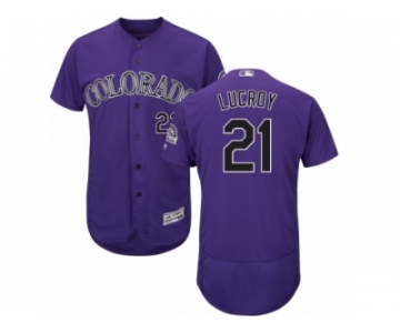 Colorado Rockies #21 Jonathan Lucroy Purple Flexbase Authentic Collection MLB Jersey