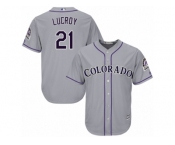 Colorado Rockies #21 Jonathan Lucroy Replica Grey Road Cool Base MLB Jersey