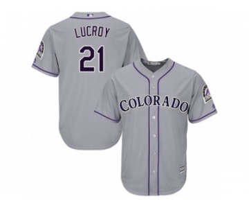 Colorado Rockies #21 Jonathan Lucroy Replica Grey Road Cool Base MLB Jersey