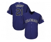 Colorado Rockies #21 Jonathan Lucroy Replica Purple Alternate 1 Cool Base MLB Jersey