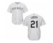 Colorado Rockies #21 Jonathan Lucroy Replica White Home Cool Base MLB Jersey