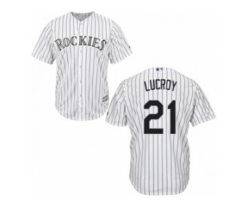 Colorado Rockies #21 Jonathan Lucroy Replica White Home Cool Base MLB Jersey