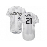 Colorado Rockies #21 Jonathan Lucroy White Flexbase Authentic Collection MLB Jersey