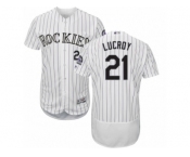 Colorado Rockies #21 Jonathan Lucroy White Flexbase Authentic Collection MLB Jersey