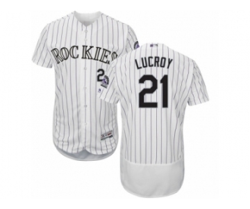 Colorado Rockies #21 Jonathan Lucroy White Flexbase Authentic Collection MLB Jersey