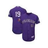 Men Colorado Rockies #19 Charlie Blackmon Majestic Purple 2018 Spring Training Flex Base Player Jersey