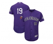 Men Colorado Rockies #19 Charlie Blackmon Majestic Purple 2018 Spring Training Flex Base Player Jersey