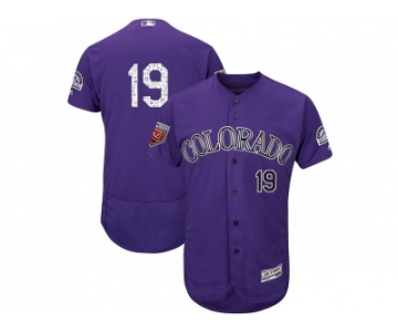 Men Colorado Rockies #19 Charlie Blackmon Majestic Purple 2018 Spring Training Flex Base Player Jersey