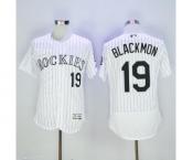 Men Colorado Rockies #19 Charlie Blackmon Majestic white Flexbase Authentic Collection Player Jersey