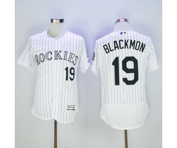 Men Colorado Rockies #19 Charlie Blackmon Majestic white Flexbase Authentic Collection Player Jersey