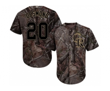 Men Colorado Rockies #20 Ian Desmond Camo Realtree Collection Cool Base Stitched MLB Jersey