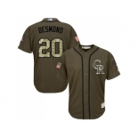 Men Colorado Rockies #20 Ian Desmond Green Salute to Service Stitched MLB Jersey