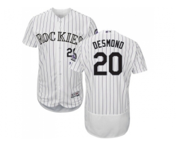 Men Colorado Rockies #20 Ian Desmond White Strip Flexbase Authentic Collection Stitched MLB Jersey