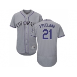 Men Colorado Rockies #21 Kyle Freeland Grey Flexbase Authentic Collection Stitched MLB Jersey