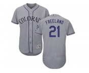 Men Colorado Rockies #21 Kyle Freeland Grey Flexbase Authentic Collection Stitched MLB Jersey